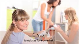  Presentation with computer games - Audience pleasing presentation theme consisting of free ergonomics - girls playing computer games backdrop and a coral colored foreground