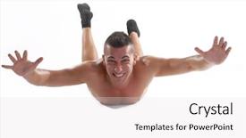  Presentation with sky diving man falling - Slides with free falling and flying man background and a light gray colored foreground