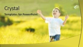  Presentation with fun - Cool new presentation design with free family - happy young beautiful child have backdrop and a yellow colored foreground