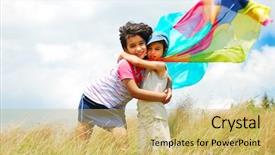  Presentation with above and beyond - Slide deck consisting of free fashion - little pretty girl and boy background and a yellow colored foreground