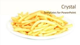  Presentation with white marble plate marble - Amazing slide deck having free fast food - potatoes fries in the plate backdrop and a  colored foreground