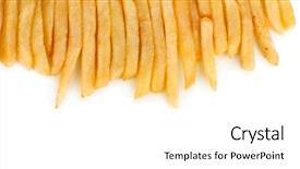  Presentation with free food - Colorful theme enhanced with free fast food - potatoes fries isolated on white backdrop and a white colored foreground