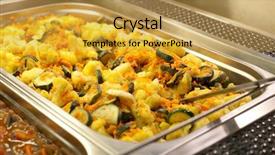  Presentation with container - Presentation having free fast food - prepared vegetables in gastronomical container background and a gold colored foreground