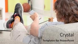  Presentation with adolescent - Theme consisting of film free - adolescent watching television background and a light gray colored foreground