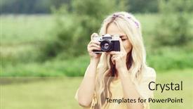  Presentation with summer holiday - Audience pleasing PPT layouts consisting of film free - attractive young hippie girl taking backdrop and a lemonade colored foreground