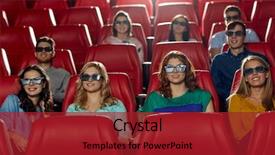  Presentation with movie theater - Amazing PPT layouts having glasses watching movie in theater backdrop and a crimson colored foreground
