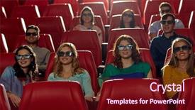  Presentation with movie theater - Audience pleasing slides consisting of glasses watching movie in theater backdrop and a tawny brown colored foreground