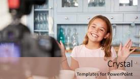  Presentation with teen girl - Colorful slide deck enhanced with film free - pre-teen girl video blogging backdrop and a  colored foreground