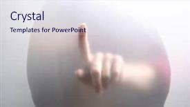  Presentation with press - Audience pleasing presentation consisting of free fingerprint - press virtual button backdrop and a sky blue colored foreground