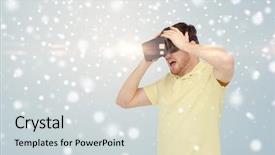  Presentation with augmented reality - Presentation theme having playing game over gray background background and a  colored foreground