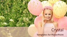  Presentation with air - Slide set consisting of young woman holding air balloon background and a lemonade colored foreground