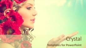  Presentation with red laser beam - Beautiful presentation featuring portrait over blue sky outdoor backdrop and a cream colored foreground