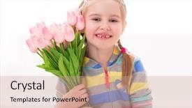  Presentation with colorful flower - PPT theme having armful of colorful flower background and a lemonade colored foreground