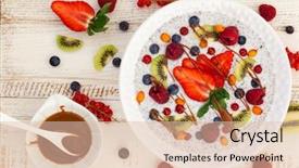  Presentation with pudding - Presentation enhanced with free food - breakfast bowl coconut chia pudding background and a lemonade colored foreground