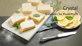  Presentation with cutting board - Amazing presentation design having free food - delicious lemon pie bars backdrop and a soft green colored foreground