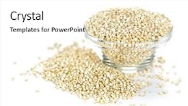  Presentation with free food - Beautiful slide set featuring free food - quinoa grain in glass bowl backdrop and a white colored foreground