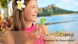  Presentation with hawaii food - Beautiful slide set featuring free food - salad eating healthy woman backdrop and a coral colored foreground