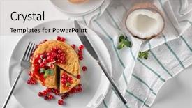  Presentation with coconut - Colorful slide set enhanced with free food - sliced stack of delicious coconut backdrop and a light gray colored foreground