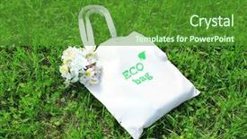  Presentation with eco bag - Colorful PPT theme enhanced with free food safety - eco bag on green grass backdrop and a tawny brown colored foreground