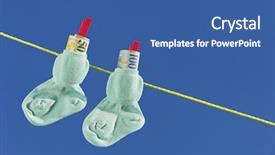  Presentation with socks - Slide deck featuring free france - baby socks on clothesline background and a ocean colored foreground