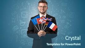  Presentation with symbol - Slide deck with free france - businessman with office symbol concept background and a ocean colored foreground