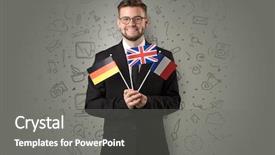  Presentation with france flag - Slide deck featuring free france - businessman with office symbol concept background and a gray colored foreground