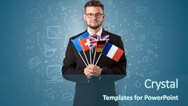  Presentation with symbol - Cool new slide deck with free france - businessman with office symbol concept backdrop and a ocean colored foreground