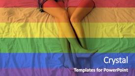  Presentation with rainbow flag - Audience pleasing PPT theme consisting of free civilization - double exposure of rainbow flag backdrop and a ocean colored foreground