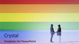  Presentation with gay rainbow flag - Colorful PPT layouts enhanced with free civilization - double exposure of rainbow flag backdrop and a light blue colored foreground