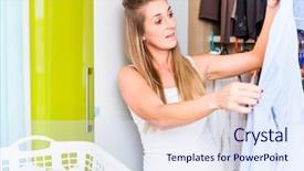  Presentation with front of burj khalifa - Presentation design consisting of bedroom folding clean laundry background and a sky blue colored foreground