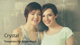  Presentation with couple - Amazing PPT theme having free civilization - young lesbian couple on grunge backdrop and a coral colored foreground