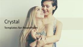  Presentation with free - Beautiful presentation featuring free civilization - young lesbian couple on light backdrop and a mint green colored foreground