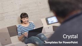  Presentation with recording - Audience pleasing theme consisting of free global warming - asian woman using laptop recording backdrop and a dark gray colored foreground