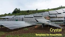  Presentation with solar pump - Beautiful presentation design featuring free global warming - solar panel backdrop and a  colored foreground