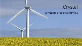  Presentation with free global warming - Presentation theme having free global warming - wind turbines and field background and a light blue colored foreground