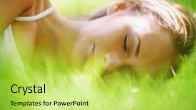  Presentation with concert symphony woman dancing in grass - Cool new slide deck with free green - woman sleep on grass backdrop and a yellow colored foreground