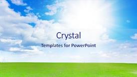  Presentation with small farm - Beautiful slides featuring free green background - horizon farm backdrop and a sky blue colored foreground