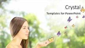 Presentation with colorful - Presentation consisting of colorful butterflies on her hand background and a  colored foreground