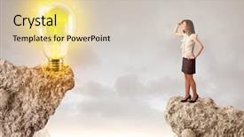  Presentation with gun - Amazing slide set having free gun - businesswoman standing on the edge backdrop and a  colored foreground