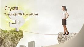  Presentation with shining - Cool new presentation with free gun - businesswoman standing on the edge backdrop and a cream colored foreground