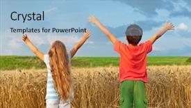  Presentation with inspire - Audience pleasing presentation theme consisting of free happy children - kids inspire a breath backdrop and a  colored foreground