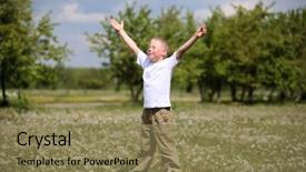  Presentation with dog park dogs plays - Colorful slide deck enhanced with free happy children - little boy running and playing backdrop and a coral colored foreground