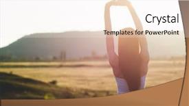  Presentation with free nature - Presentation theme with free happy woman enjoying nature background and a white colored foreground