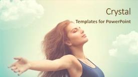  Presentation with free nature - Presentation having free happy woman enjoying nature background and a cream colored foreground