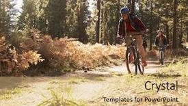  Presentation with man riding big bike motor - Cool new PPT layouts with free health safety - black man and caucasian woman backdrop and a coral colored foreground