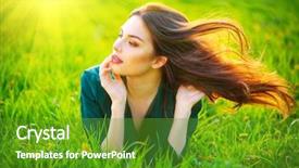  Presentation with spring nature grass - Presentation theme featuring free healthcare - beauty woman lying background and a tawny brown colored foreground