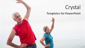  Presentation with honolulu senior on a beach - Cool new presentation theme with free healthcare - senior couple performing stretching exercise backdrop and a white colored foreground