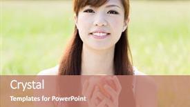  Presentation with beautiful green - Slide set having free healthy - beautiful young woman on green background and a  colored foreground