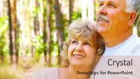  Presentation with smiling kids at summer camp - Theme consisting of free healthy - smiling happy elderly couple background and a coral colored foreground
