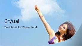  Presentation with black women beautiful woman - Slides featuring woman on rapeseed canola field background and a light blue colored foreground